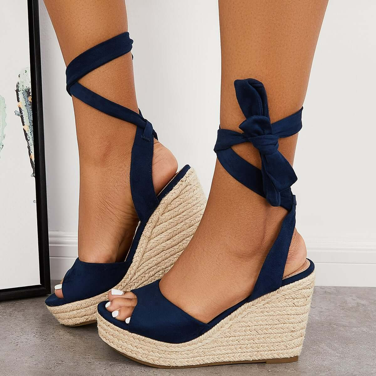 Women's Wedding Sandals Dune Lace-up Espadrille Heel Platform Wedge Sandals