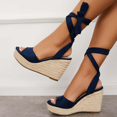 Women's Wedding Sandals Dune Lace-up Espadrille Heel Platform Wedge Sandals