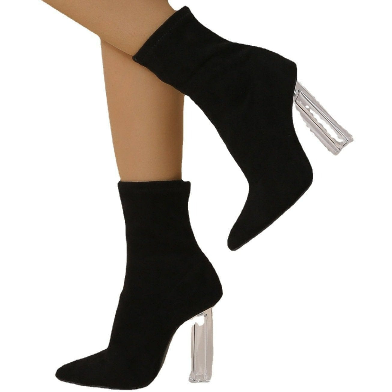 Women Crystal Thick Heel Boots