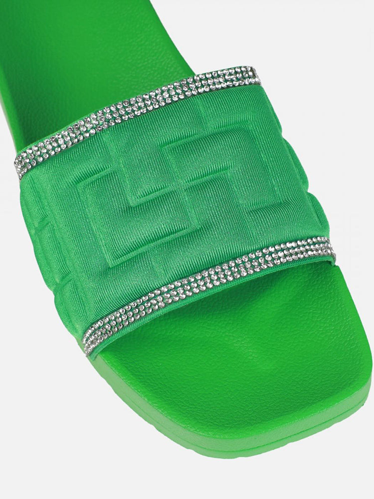 Wide Strap Rhinestone Sandals