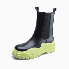 Unique Rubber-Trimmed Lug Sole Chelsea Boots - Yellow